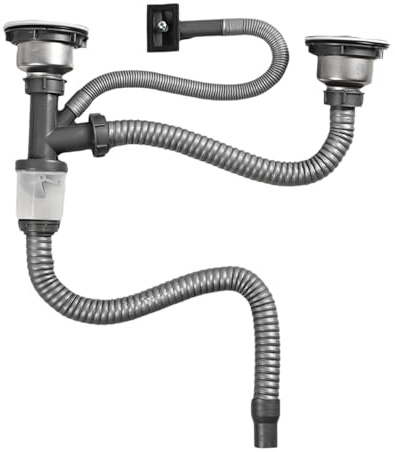 Qianly Tubo de Desagüe para Fregadero de Cocina, Fregadero Doble, Tubo de Desagüe para Fregadero de Cocina