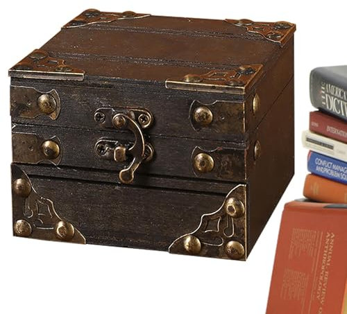 Mini-Schmucktruhe aus – kleine handgefertigte Aufbewahrungsbox mit mehreren Fächern, elegantes Design, ideal für Ringe, Ohrringe und kleine Accessoires | Vintage-Schmuckorganizer aus für Zuh