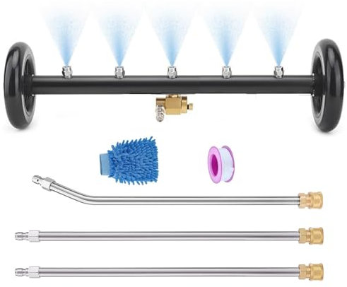 Laopypor Unterwagen-Hochdruckreiniger, 45,7 cm, Wasserbesen für Hochdruckreiniger, Unterwagen-Aufsatz mit Verlängerungsstäben, Waschhandschuh, 5000 PSI