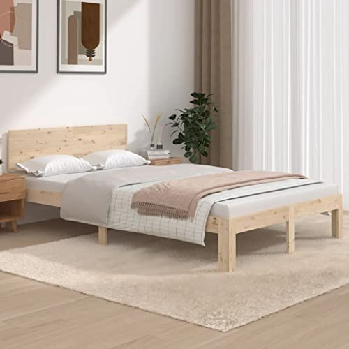 Myheimly Massivholzbett ohne Matratze Bettgestell Bett Holzbett Doppelbett Bettrahmen Lattenrost Schlafzimmerbett Schlafzimmermöbel Kiefer 120x200 cm Kiefernholz