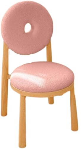 Leichter Luxus-Make-up-Stuhl mit Donut-Rückenlehne, Rosa, schön und praktisch, für Zuhause, Schlafzimmer, Wohnzimmer, Schlafsaal, 44 x 45 x 88 cm