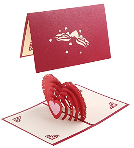 GOLOVENLD 3D Karte Herz zu Herz Dankeskarten Weihnachten Party Einladungskarten für Muttertag Mutter Großmutter Karten Gi