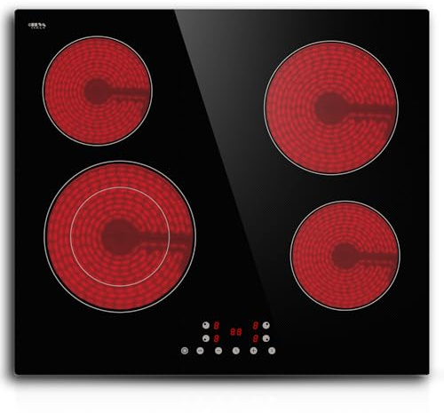 STARCHARTS Build-in Ceramic Hob with Stylish Italy ILVA Glass, Electric Hob with Flexi Dual Zone, 4 Burners cooktops,Power 6400W, 9 cooking power levels, child lock, BRC4004-D