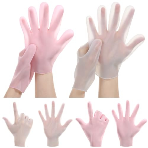 2 Pairs Moisturizing Gloves for Dry Cracked Hands, Reusable Silicone Gloves for Dry Hands, Anti Slip Soft Spa Gel Hydrating Glove for Repairing Hand, Calluses, Cracked and Softening Rough Skin