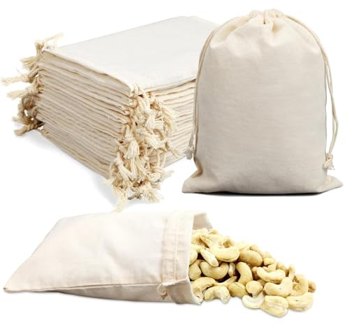 TXXATX 30 Stück Stoffbeutel mit Kordelzug 10x15 cm Baumwollsäckchen Stoffsäckchen Klein Baumwollbeutel Leinensäckchen Geschenkbeutel für DIY Hochzeit Party Weihnachten Halloween Ostern