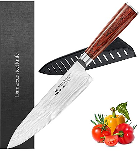 Professional Kitchen 8 inch Chef Knives - 67 Layers VG-10 Damascus Steel Knife,Ultra-Sharp Cooking Knife with Ergonomic Wood Handle, Sheath & Beauty Gift Box