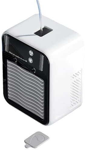 Mini ventilador de aire acondicionado, enfriador evaporativo para oficina y hogar, recargable con dos velocidades y dos niveles de pulverización, dispositivo de refrigeración para escritorio en la