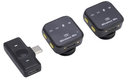 Jectse Microfono Lavalier Wireless Professionale Microfono Wireless 2.4G con Cancellazione del Rumore per Registrazione Video Karaoke, Batteria a Lunga Durata per Presentatori