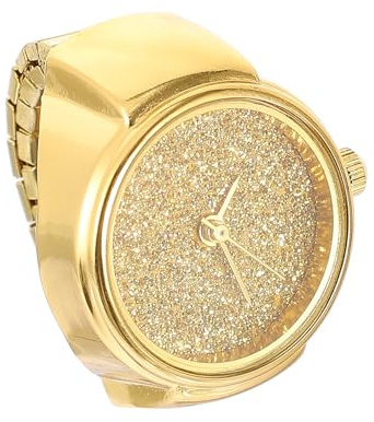 Toddmomy 2 Stück Damen Ringuhr Gold mit Glitter Design Elastischem Band Quarzuhrwerk Verstellbar Komfortabel für Alltag und Besondere Anlässe als für Freundin Frau Tochter