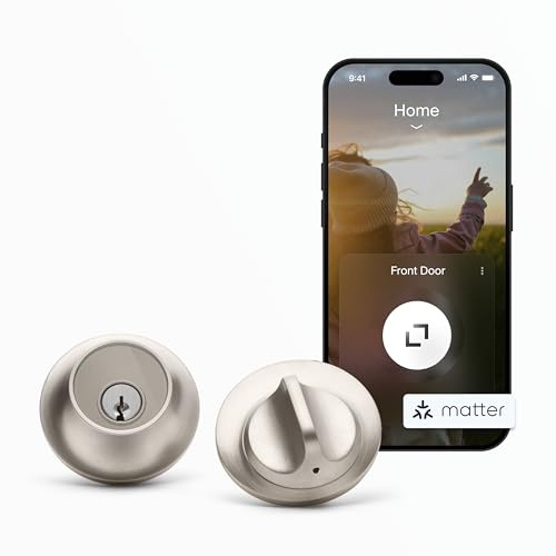 Level Lock (Matter) Smart Lock - World's Smallest, Most Beautifully Designed Matter-Over-Thread Deadbolt - Level App for iOS & Android | Works with Apple Home (Satin Nickel)