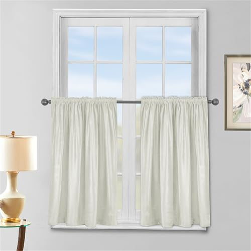 Odot 2pcs Tenda Corta per Finestra Cucina, Tende da Bistrot Cucina Mantovane Corte Design per Decorazione Interni Finestre Piccole Soggiorno Camera da Letto Camper Bagno (Bianco,90x90cm)