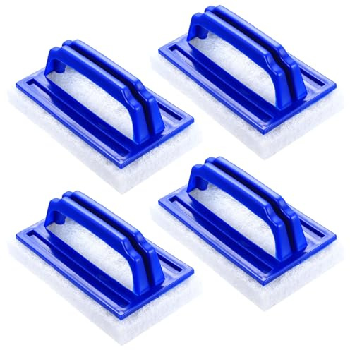4 StkPool Schwamm Bürsten,Pool Schwammbürste,Schwimmbadbürste mit Griff, Poolreinigung Schwimmbad Bürste,Poolfolie Reinigungsschwammbürste, Handschrubber Schwimmbadschwammbürste für Spa Badewannen