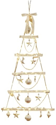 Yulokdwi Weihnachtsbaum An Der Wand In Leiterform - Flache LED Weihnachtsbaumlichter Aus Holz | Festliche Deko Für Flur Wohnzimmer Küche