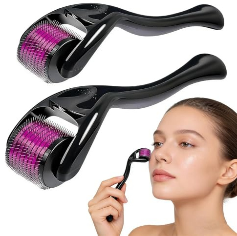 2 Stück Roller,Roller mit 540 Nadeln Micronadeln Micro Needling Tool mit 1,5 mm Nadeln, Professionelle Hautpflege für Haare Körper Gesicht,Gegen Falten Narben Dehnungsstreifen Große Poren