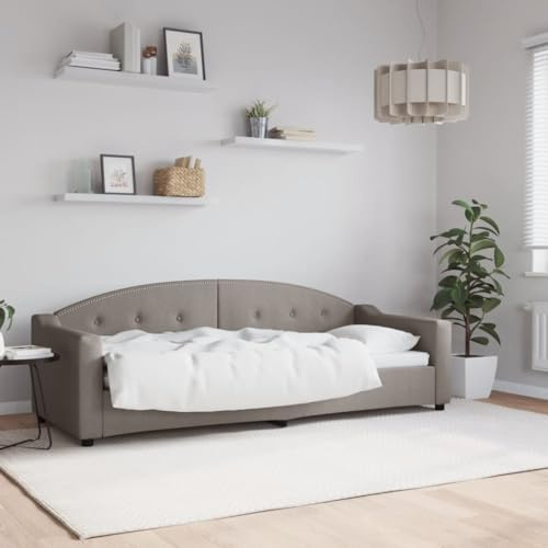 Holamys Tagesbett Taupe 80x200 cm Stoff, modernes Schlafsofa mit Metallrahmen, Massivholz, vielseitiges Bettgestell für Schlafzimmer, bequemes Polster