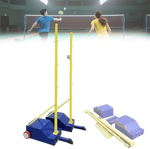 Tragbares Badminton-Netz-Set mit Rollen und Sockel für einfachen Aufbau und Aufbewahrung, ideal für Schule, Familie und Outdoor-Sportaktivitäten
