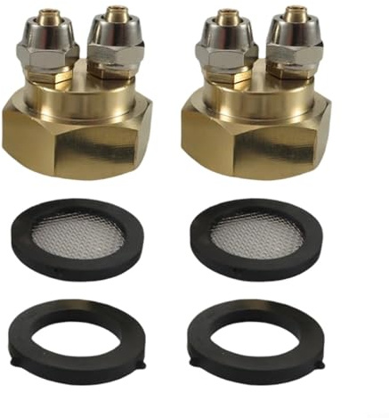 Gettimore Brass 3/4 GHT Female to for Dual 1/4 Hose Barb Adapter Drip Irrigation Tubing, Garden Watering Connector with Washers, 2-Pack