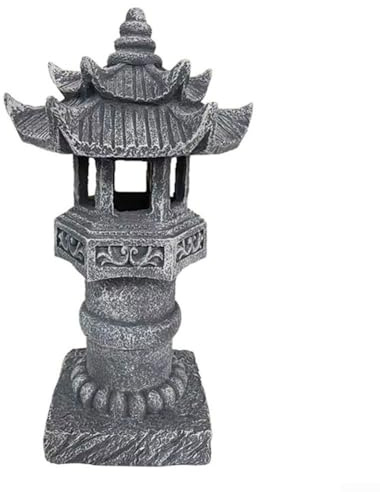 Resina Solare Pagoda Lanterna Pietra Texture Zen Guglia Lampada Per Giardino Cortile Prato Patio Decorazione Esterna Luce Notturna Automatica Ip44 Impermeabile Statuario
