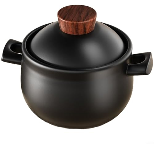 Sileduove Casseruola in argilla, pentola per zuppa, pentola a cottura lenta per cucinare in cucina, resistente a temperature fino a 1300 °C, antiaderente smaltato per superficie, capacità 36 l, 215 x
