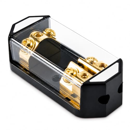 Sinuslive SB1-2 ANL Sicherungsblock für 2 ANL-Sicherungen, 1x Eingang bis 50 mm², 2x Ausgang bis 25 mm², 24K vergoldete Kontaktflächen, stabiler Car-HiFi Sicherungshalter