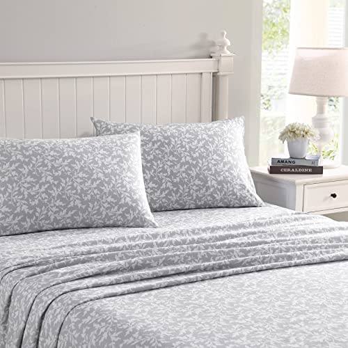 Laura Ashley Home - Full Sheets, Cotton Flannel Bedding Set, Brushed for Extra Softness & Comfort (Crestwood, Full)