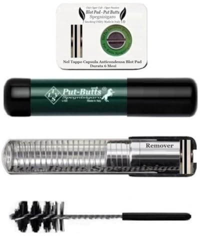 Put-Butts Spegnisigaro Made in Italy Mod. L 100 REMOVER Capsula Blot Pad 6 Mesi - Meccanismo Estraibile, Tappo Telescopico con Visore Capsula - Portasigaro, Toscani e Simili, Humidor - English Green
