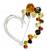 MyBer® Bernstein Brosche Bernsteinbrosche Herz Schmuck Damen Sterling Silber 925 3,5cm x 3,5cm