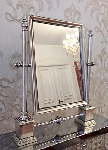 Luxus Standspiegel ANTIK VERSILBERTES Messing Schminkspiegel Kippspiegel Kosmetikspiegel Make-Up Tischspiegel Extra Anfertigung