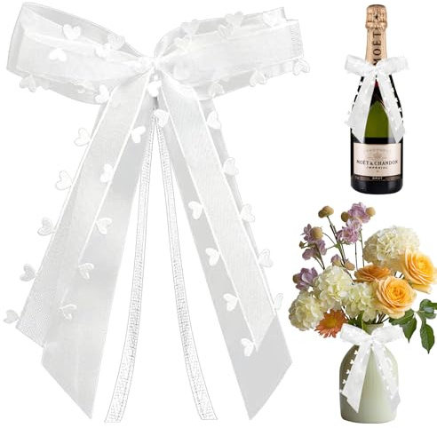 Homefantasy 30 Stück Autoschleifen Hochzeit,Schleifen Auto Hochzeit Weiß,Hochzeitsschleifen fürs Auto,Antennenschleifen Autoschmuck,für Hochzeitsdeko Auto Tisch Zimmer Party Dekoration