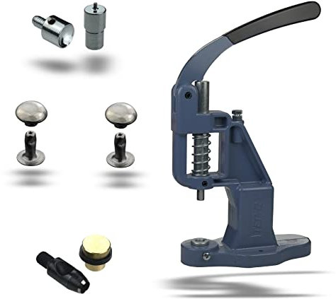 Ista Tools Fume - Juego de prensas de remaches huecos, silbato perforado, herramienta de remaches huecos, 100 remaches huecos inoxidables (9 x 8 mm)