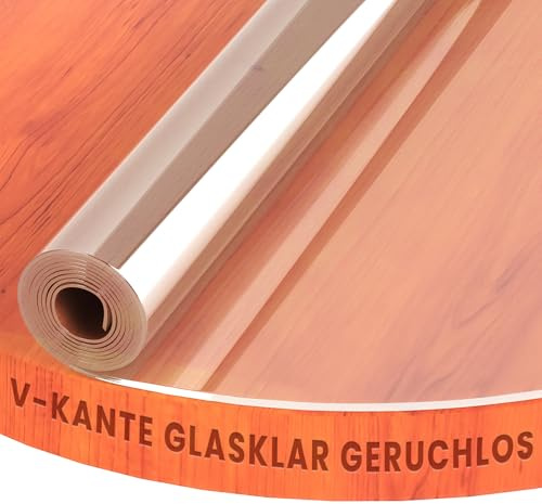 Transparente Folie abgeschrägte V Kante, glasklar und Hochglanz Schutzfolie Tischschutz Tischdecke Rund 130 cm V-kante Schutztischdecke Maschinenzuschnitt