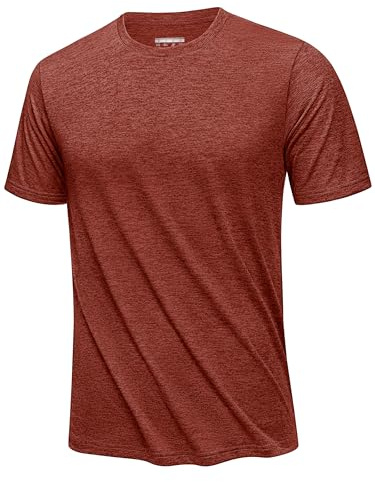 KEFITEVD Sportskjorta, kortärmad, funktionsskjorta, sommar, t-shirt, män, ventilerande löpartröja, lätt vandringströja, Mörkorange, L
