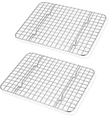 TeamFar Mini-Kühlgitter, 2er-Set, Edelstahl, 21,6 x 15,5 cm, Toaster-Ofengitter zum Backen, Braten, Grillen, Backrost für Kekse, ungiftig und robust, spülmaschinenfest