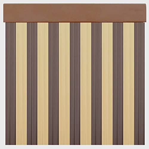 Cortinas Exterior Puerta de Tiras Beige y Marrón | Material Plástico PVC y Barra Aluminio | Ideal para Terraza, Jardín, etc | Anti moscas (ANCHO 90cm X 230cm LARGO)