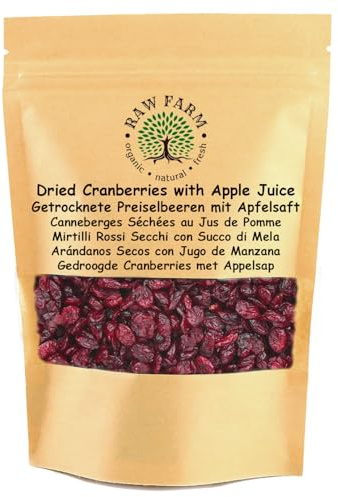 Raw Farm - Arándanos Secos Endulzados con Jugo de Manzana - 1kg - Sin Azúcar Añadido