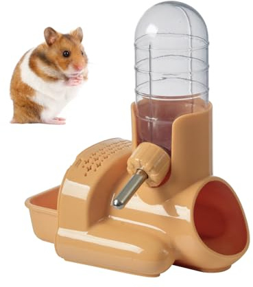 TOKAYIFE Abreuvoir pour Hamsters Maison Hamster Mangeoire pour Hamsters Petite Bouteille d'eau Abreuvoir Suspendu avec Support Convient aux Petits Animaux (Orange)