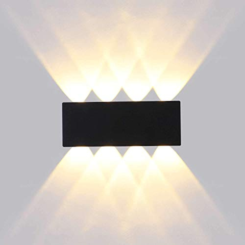 Lightsjoy 16W LED Wandlampe Innen Aussen Wandleuchte Schwarz IP65, Warmweiß | moderne Wandlampe, Up and Down Wandleuchte aus Aluminium, Wandbeleuchtung für Treppenhuaus Wohnzimmer Schlafzimmer Flur