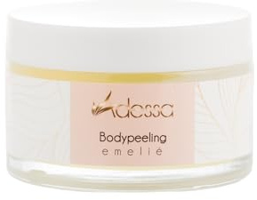 Adessa Meersalz-Körperpeeling emeliè, Luxuriöses Body Scrub mit Kokosnussöl, Süßmandelöl und Aprikosenkernöl, Fruchtig-Frischer Duft, 200 ml