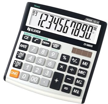 Eleven CT500VIIE, Tischrechner, 10-stellig, Solar-/Batteriebetrieb, schwarz-grau