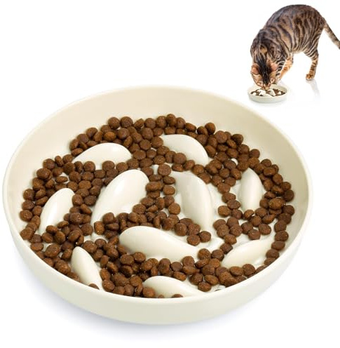 Huiguli Anti Schling Napf Katzen, Slow Feeder Kleine Hunde rutschfest, Katzen Näpfe Langsam Fütterung Hundenapf Katzennapf (16cm x 16cm)