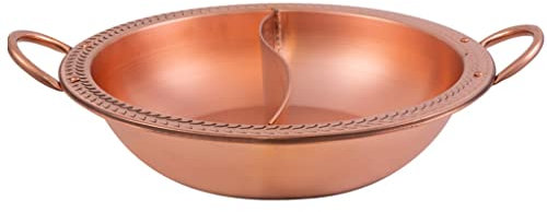 Fondue-Töpfe, Kupfer-Hot-Pot, Induktionsherd, Waschbecken, kommerzielles reines Kupfer, Gas, Haushaltskassette, Mandarinen-Ententopf, Dicker Kupfertopf mit flachem Boden (Messing 34 cm)