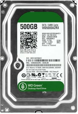 BQTEC Disco Duro HDD 500GB para WD5000AZRX 5400 RPM 64 MB Cache SATA III 3.5