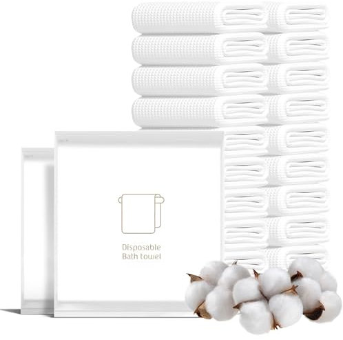 THMINS Einweg-Badetücher, extra groß, 70 x 140 cm, große Einweghandtücher für den Körper, 20 Einzelverpackungen für Reisen, Hotel, weich und saugfähig, 20 Stück