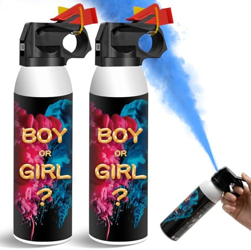 200g Gender Reveal Confetti Smoke Cannon, Biodegradable Fire Extinguisher Cannon, Continuously Sprays for Over 10 Seconds, For Christmas, Weddings, Birthdays,Party Supplies (2 Pack,Blue)