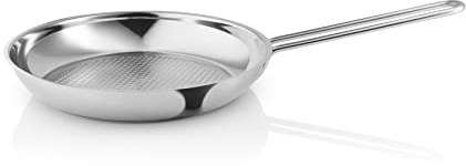 Eva Trio Poêle à frire en acier inoxydable 28 cm Honeycomb - Le corps de la poêle est composé à 90 % d'acier inoxydable recyclé post-consommation - Acier poli