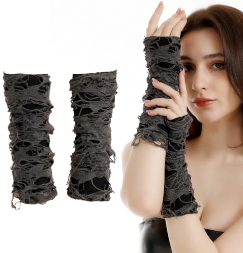WUSJCOF 1 Par de Guantes de Encaje sin Dedos para Mujer Estilo Punk con Diseño de Telaraña para Disfraz de Halloween, Cosplay, Fiesta de Carnaval y Temática
