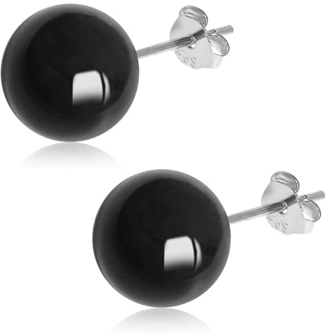 8mm Rote Achat Ohrstecker für Damen Mädchen, Hypoallergen 925 Silber Runde Naturstein Kugeln Ohrringe, Natürliche Edelstein Perlen Ohrschmuck Geschenk zum Geburtstag Jahrestag