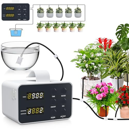 HOVIN Bewässerung Zimmerpflanzen,Automatisches Bewässerungssystem Indoor für 15 Topfpflanzen,Zeitgesteuertes Bewässerungssystem von Topfpflanzen,Zimmerpflanzen,Balkonpflanzen