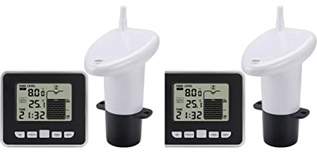 JOJIDE Water Level Sensor, Level Indicator Ultrasonic Level Gauge Water Tank Liquid Depth Gauge Led Sensor Display With Temperature Display Measuring Tools,for Fuel Water Level Gauge(2 sets)