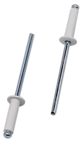 SKIR'CO 200 rivetti ciechi verniciati, 3,2 x 12 mm, in alluminio, DIN 7337, testa a cupola, mandrino in acciaio, rivetti pop (bianco puro RAL 9010)